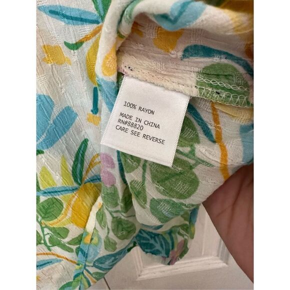 Rachel Roy Women's Tropical Floral Print Puff Sleeve Blouse Multicolor Small - Picture 6 of 8